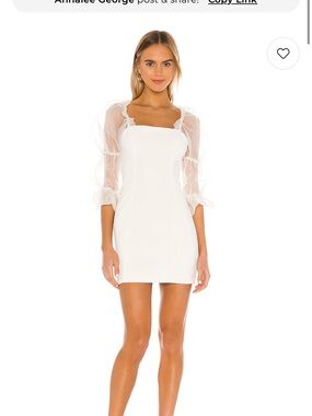Amanda Uprichard White Mini Dress with Sheer Puff Sleeves